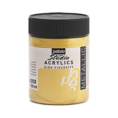 Pébéo Acrílico Fine Studio - Pintura Acrílica, 500 ml, Dorado (Oro)