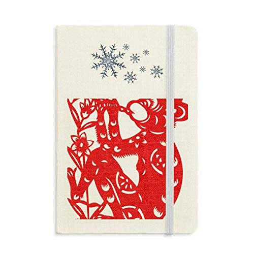 Papercut Zodiac Monkey - Cuaderno de flores de porcelana gruesa con copos de nieve
