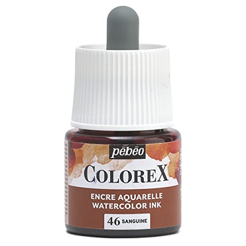 Pebeo - Tinta Colorex 45 ML Sanguina - Tinta para acuarela Colorex Pebeo - Tinta Sanguina de acabado aterciopelado - Tinta de dibujo multiuso para todos los medios - 45 ML - Sanguina