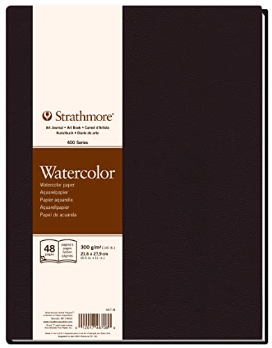 Strathmore Álbum encolado 21.6 x 27.9 cm, 48 Hojas, Watercolor 300 g, Blanco Natural