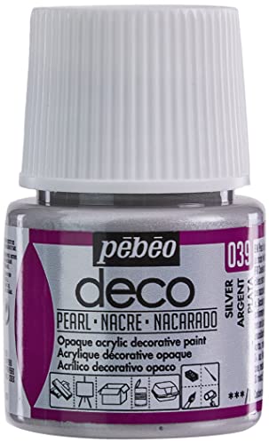 Pébéo 285039 39 Pearl Silver - Pintura acrílica (Mate, 45 ml), Color Plata Perla