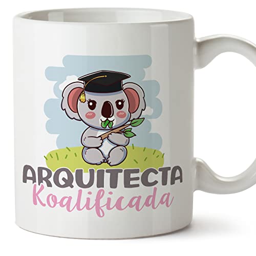 MUGFFINS Tazas para ARQUITECTA mujer - En Español - Koalificado/koalificada - 11 oz / 330 ml - Regalo original y divertido