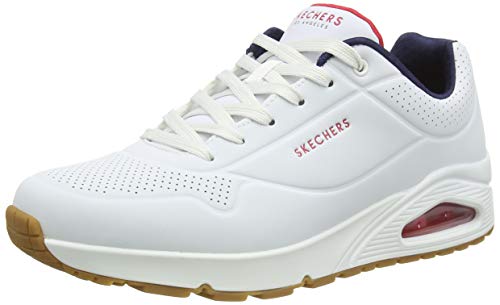 Skechers Uno - Stand On Air, Zapatillas de gimnasia Hombre, White Durabuck Navy Red Trim, 41 EU
