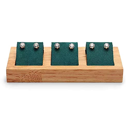 ENtele Soporte de Joyería Wooden Earring Display Stands Jewelry Display Tray Solid Wood Earrings Display Stand for Photograph, Green Soportes para Joyas (Color : A)