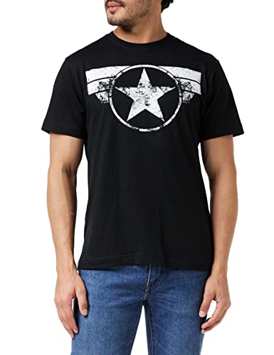 Marvel Captain America-Cap Logo Camiseta, Negro (Black Blk), XX-Large para Hombre