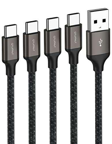 QTUMIST USB C Cable (Pack de 4, 0,5m+1m+2m+3m) USB-Tipo-C Cable de Carga Rápida para Samsung Xiaomi Huawei Pixel PS5-Controller