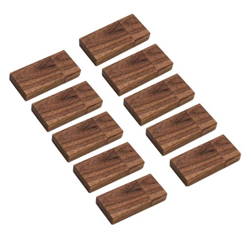 Paquete de 10 unidades de memoria USB 2.0 de madera de nogal USB 2.0 de 8 GB, unidad flash USB de madera de nogal (2.0 8 GB)