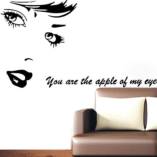 'Eres la niña de mi ojo' 'Etiquetas engomadas de la pared de la tienda de belleza Citas del amor Calcomanías DIY Arte Mural Inicio Dormitorio Barbería Decoración de la habitación