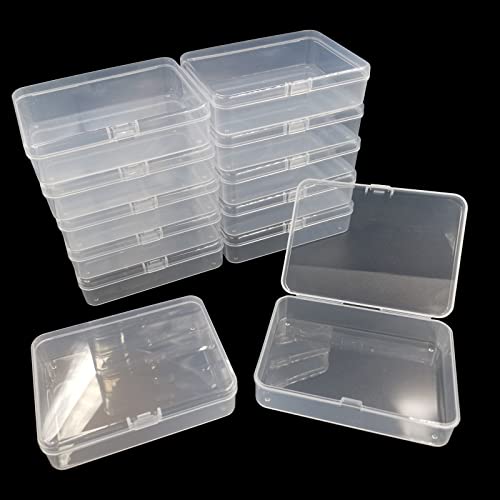 DUGYIRS 12 Piezas Caja de Almacenaje con Tapa, Caja de Plástico Transparente,Caja Contenedora de Almacenamiento de Plástico Rectangular para Joyas, Artículos pequeños
