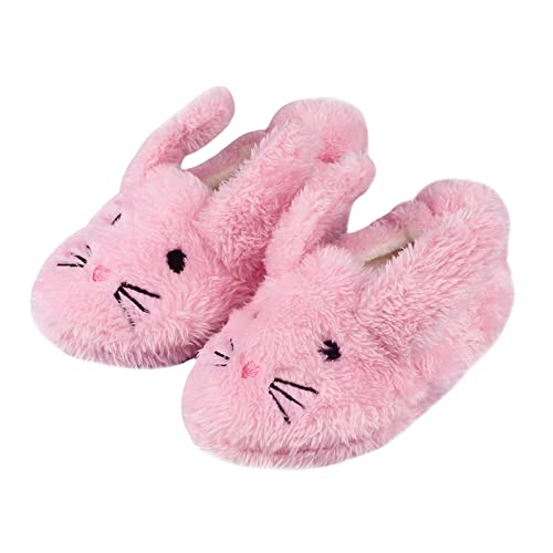 LACOFIA Pantuflas Peluche de Invierno para niña o niño Zapatillas de casa de Conejo Rosa 26/27 EU