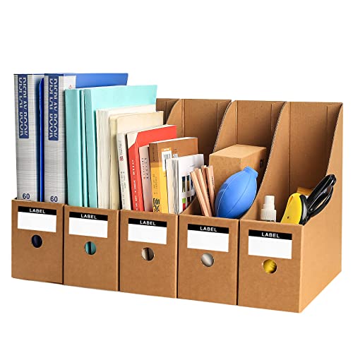 5 Pzs Caja de Almacenamiento de Escritorio Papel Kraft, Archivador Organizador de Papel, Carpetas Archivadoras Carton, Revistero de Papel