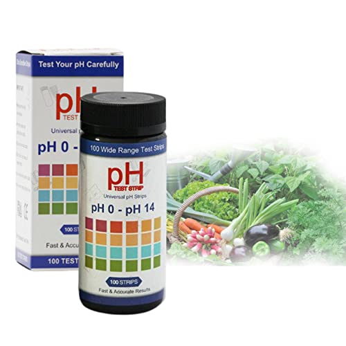 duhe189014 Kit de Prueba de pH | 100 Tiras universales pH 0-14 para Pruebas de Suelo, Agua, orina, Saliva, Piscina, Kombucha, fabricación de jabón, cosméticos,Kit de Papel tornasol de pH preciso