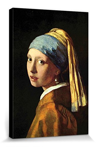 1art1 Johannes Vermeer Póster Impresión En Lienzo La Joven De La Perla, 1665 Cuadro En Bastidor De Camilla De Madera | Mural XXL | Imagen 30x20 cm