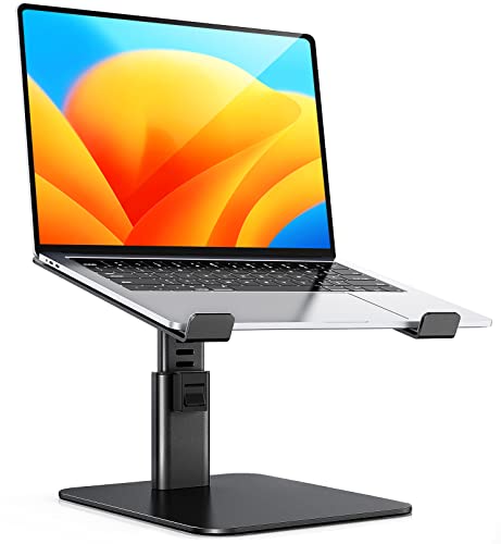 Babacom Soporte Portatil Mesa con 8 Alturas Ajustables, Aleación de Aluminio Elevador Portatil Ergonómico, Ventilado Laptop Stand Compatible con MacBook/Air/Pro, DELL, Chrome y Tabletas, 10-16” Negro