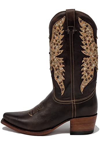 Sendra Bota Cowboy para Mujer Modelo 8987 Gene Cuero con Tachas Color Marrón Chocolate. (CHOCOLATE, numeric_37)