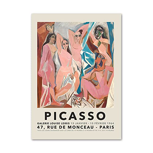 OQOPO Pablo Picasso Póster Cubismo Retrato Arte de la pared Pablo Picasso Impresiones Pablo Picasso Lienzo Pintura Cuadros abstractos para la decoración del hogar 50x70cm Sin marco
