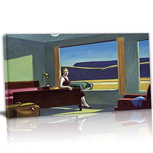 TANEGE Edward Hopper Cuadro Decorativo Canvas Lienzo Impresión |Obras de Arte Para Paredes Del Hogar Montado En Bastidor De《Washington Square》Enmarcado-75x127cm 30