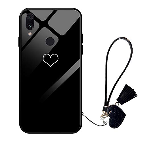 Suhctup Compatible con Xiaomi Redmi 10X Pro 5G Funda Vidrio Templado con Cordón Cuerda y Dibujos Diseño Carcasa TPU Cuadro Suave Bumper Anti-Choques Anti-Arañazos Cover,Amor 5