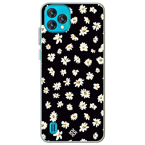 Movilshop Funda para [ Blackview Oscal C60 ] Dibujo Botánico [ Margaritas en Fondo Negro ] de Silicona Flexible Transparente Carcasa Case Cover Gel para Smartphone.