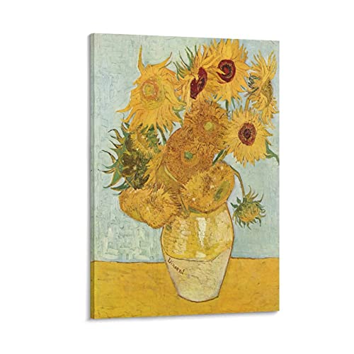 Póster de girasol de Van Gogh en lienzo y arte de pared, diseño moderno de girasol de 50 x 75 cm