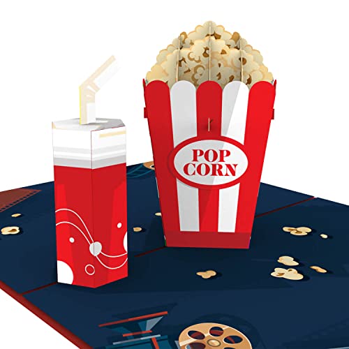 papercrush® Tarjeta de felicitación pop-up para cine – Tarjeta 3D para veladas de cine o como paquete para cupones de cine, tarjeta de cumpleaños con palomitas, idea de regalo para el 18º cumpleaños