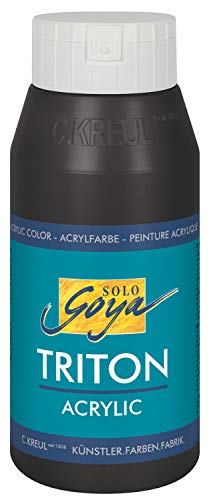Kreul 17009 - Solo Goya Triton Pintura acrílica negra Frasco de 750 ml Secado rápido con aspecto mate Calidad de estudio Pintura al agua, versátil, opaca y económica