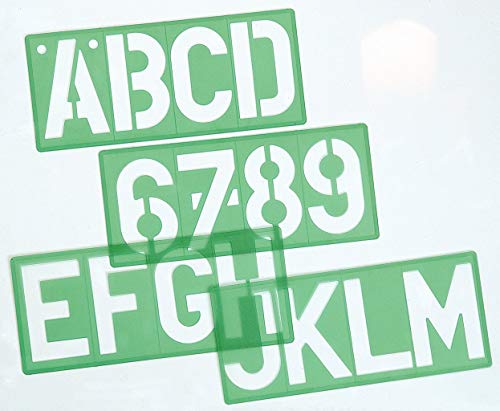 Linex - Pantilla estándar de números, letras y símbolos (100 mm, juego de 10 unidades), color verde