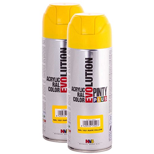 Secado rápido – acrílico Spray de pintura PintyPlus Evolution – Pack de 2 – Amarillo