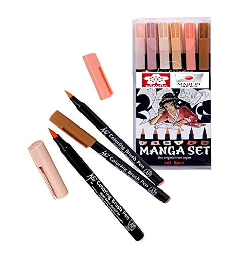 Manga Sakura Koi Coloring Brush Pen Skin Tones 6 Pack