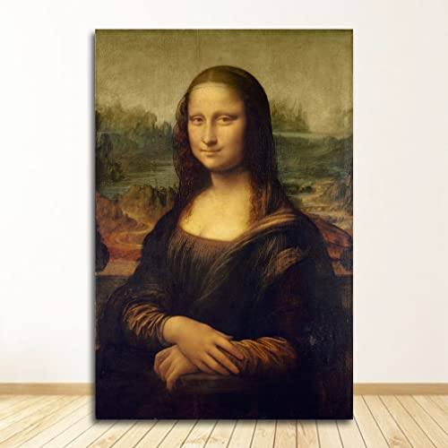 Reproducciones de pintura de fama mundial clásica Da Vinci sonrisa Mona Lisa retrato lienzo pintura pared arte póster sala de estar dormitorio galería Oficina decoración del hogar
