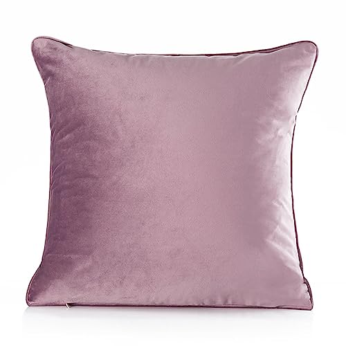 1 funda de almohada de 45 x 45 cm, color lila claro, color liso, terciopelo, decoración, salón, dormitorio