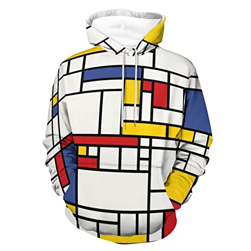 BAIKUTOUAN Piet Mondrian - Sudadera con capucha unisex con estampado 3D, sudadera ligera con capucha para la calle, 2XL