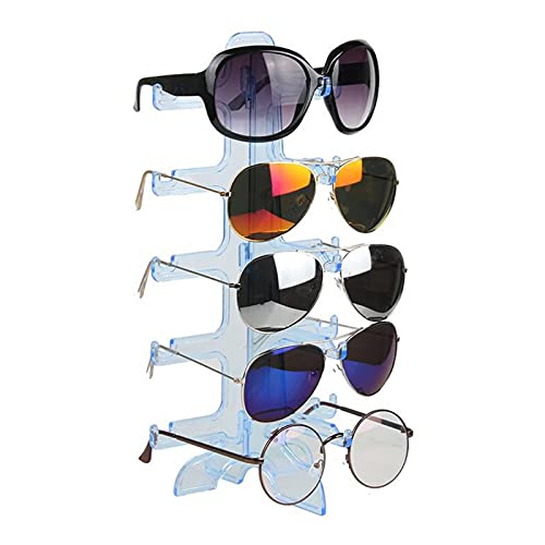 XENITE Organizador de gafas de sol transparente 5 pares de gafas de sol de plástico que muestran el marco del soporte del bastidor 5 capas Gafas Exhibición de joyas Collares Colgantes Soporte Gafas de