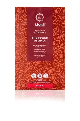 khadi THE POWER OF AMLA Mascarilla capilar ayurvédica, Volumen potente, raíces del cabello fortalecidas y nueva vitalidad, 100% naturales, vegana, sin siliconas ni sulfatos, Cosmética Natural, 50g