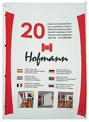 Hofmann | Hojas autoadhesivas para álbum de anillas | Pack de 20 hojas autoadhesivas | 235 x 320 x 0.1 mm