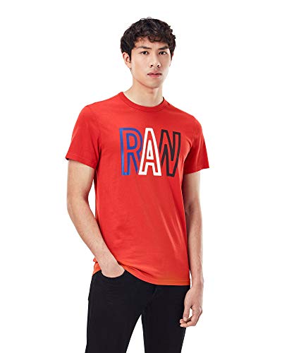 G-Star Raw Raw T-Shirt para Hombre, Rojo (Dark Candy D19216-336-C235), XS