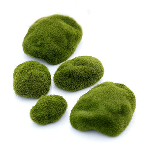 VOANZO 5 piezas de piedras artificiales de musgo decorativas de imitación verde musgo cubiertas (6 cm)