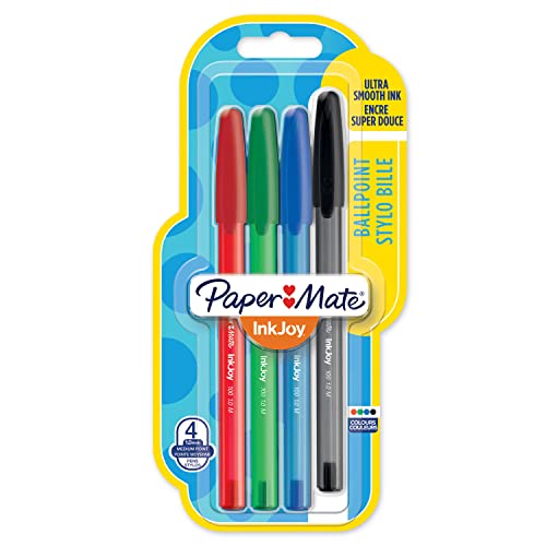 Paper Mate 1956718 - Bolígrafos con capuchón, punta mediana de 1.0 mm, paquete de 5, colores surtidos estándares