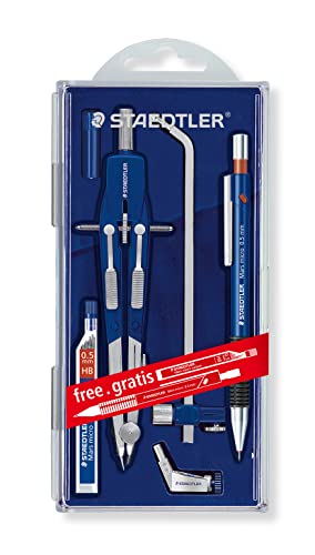 STAEDTLER Mars Comfort 552 02 PR1 - Compás de ajuste rápido, incluye barra de extensión, adaptador universal, caja de repuesto y portaminas