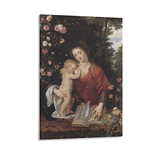 Póster de pintores barrocos Peter Paul Rubens con la Virgen y el Niño Póster de obras de arte geniales para pared, impresiones en lienzo para colgar 24 x 36 pulgadas (60 x 90 cm)