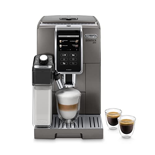 De'Longhi Perfetto Dinamica Plus, Máquina Automática de Café en Grano, Cappuccino, Espresso, ECAM370.95.T, Titanio, 2 L, Color Gris