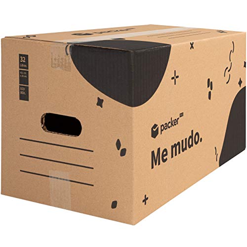 packer PRO Pack 10 Cajas Carton para Mudanzas y Almacenaje con Asas, 43x30x25cm