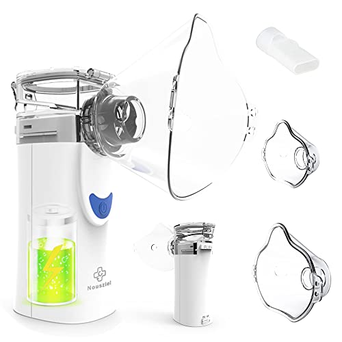 Nousziel Nebulizador Portatil Inhalador, Recargable, Inhaladores para Niños y Adultos, nebulizador de malla silencioso de tamaño bolsillo (A-BLUE)