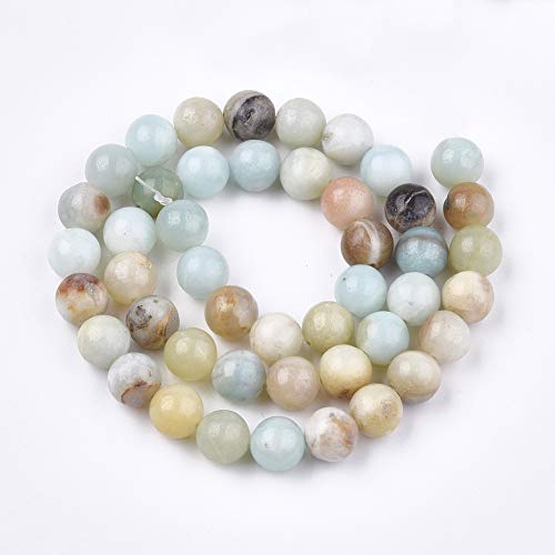 ZEMRIO Perlas de piedras preciosas naturales de amazonita, 8 mm, redondas, para fabricación de joyas, manualidades, pulseras, collares, perlas (amazonita, 8 mm)