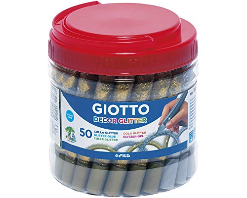 Giotto Decor Glitter Pack de 50, Pegamento con Purpurina, Oro y Plata, 12 x 12 x 13 cm