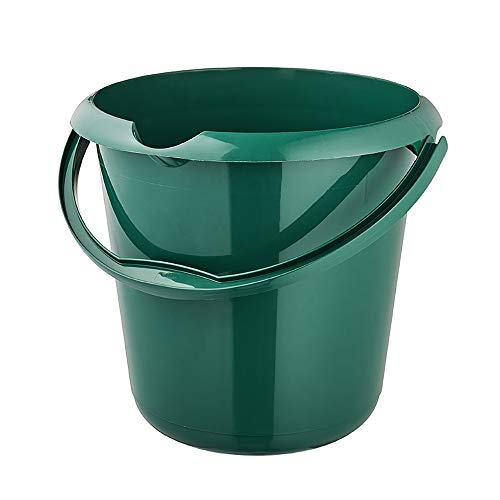 keeeper Eco Mika Cubo polivalente (Agua o Basura) con Escala de Medida integrada y asa ergonómica, 10 l, Plástico Reciclado, Verde, 30 cm