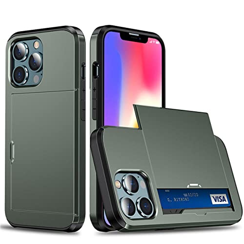 Funda de teléfono para iPhone 14 13 Pro 11 12 Pro MAX XR X XS MAX 7 8 Plus, Funda con Ranura para Tarjeta de crédito, Verde Militar, para iPhone SE 2020