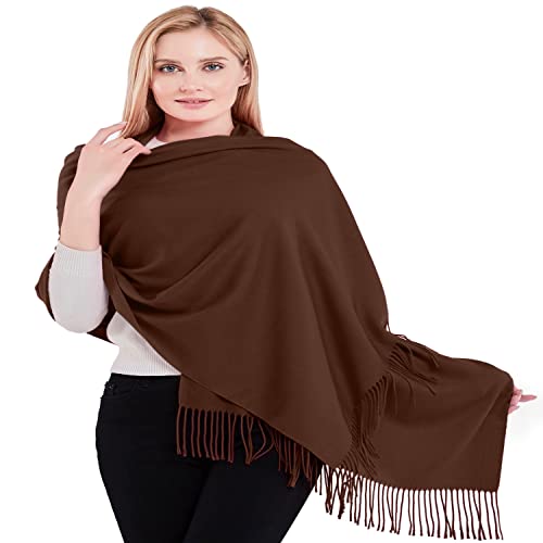 CJ Apparel Mezcla de Algodón Grueso Diseño de Color Sólido Mantón Nepalés Pashmina Bufanda NUEVO (Marrón Chocolate)