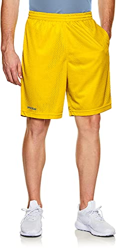 TSLA Pantalones Cortos de Malla para Hombre, Secado rápido, para Correr, Baloncesto, Entrenamiento, Entrenamiento, con Bolsillos, Mbh20 1Pack - Amarilo, XL