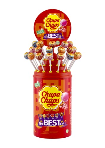 Chupa Chups Original, Caramelo con Palo de Sabores Variados, Tubo Icon Pack de 100 unidades de 12 gr. (Total 1.200 gr.)